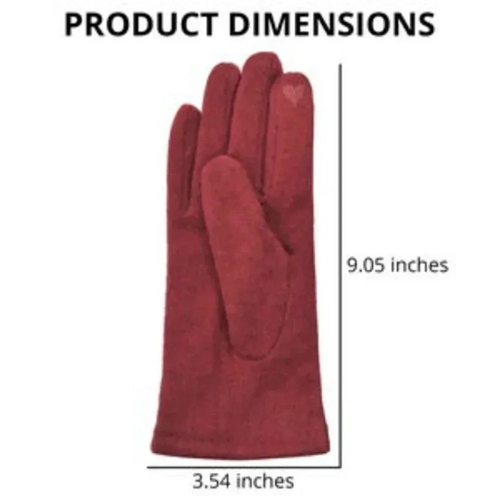 Black Cashmere blend Warm Gloves with Plastic Pearl Equipped Touch Screen